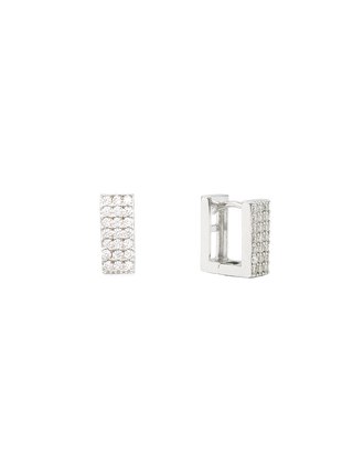 Romilt Premium Moissanite Square Pavé Gold Vermeil Huggie Earrings | LE FIGUE NEW YORK