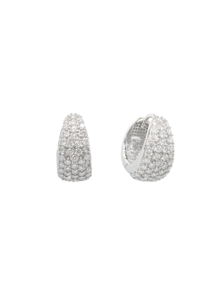 Romilt Premium Moissanite Pavé Dome Gold Vermeil Huggie Earrings | LE FIGUE NEW YORK