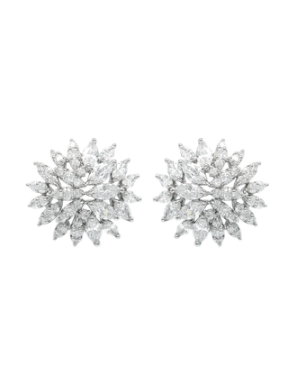 Romilt Premium Swarovski Radiant Bloom Gold Vermeil Marquise Crystal Statement Earrings | LE FIGUE NEW YORK