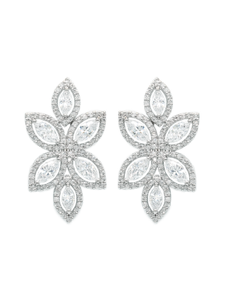 Romilt Premium Swarovski Marquise Blossom Gold Vermeil Statement Earrings with Pavé Openwork Petals | LE FIGUE NEW YORK