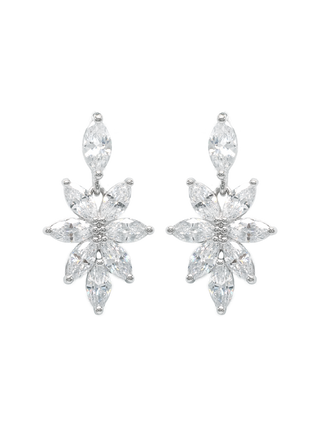 Romilt Premium Swarovski Frost Drop Gold Vermeil Marquise Crystal Earrings with Snowflake-Inspired Design | LE FIGUE NEW YORK