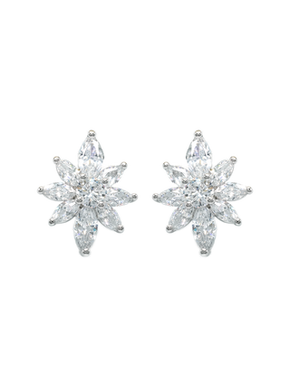 Romilt Premium Swarovski Starburst Gold Vermeil Stud Earrings with Marquise Crystal Cluster | LE FIGUE NEW YORK