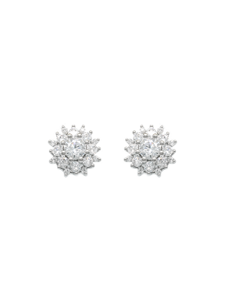 Romilt Premium Swarovski Radiant Cluster Gold Vermeil Stud Earrings with Round and Marquise Crystal Details | LE FIGUE NEW YORK