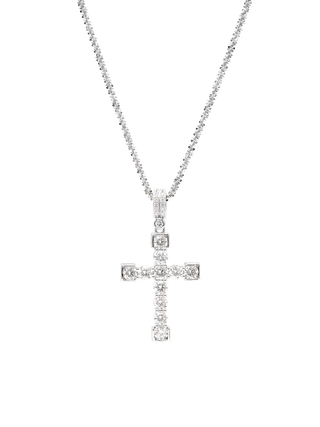 Romilt Premium Moissanite Brilliant Cross Gold Vermeil Pendant Necklace | LE FIGUE NEW YORK