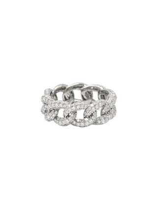 Romilt Premium Moissanite Pavé Curb Chain Gold Vermeil Statement Ring | LE FIGUE NEW YORK
