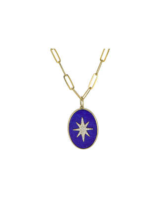 Rachel Reinhardt Blue Lapis Pendant Necklace with Pave Star 14k Gold Filled and Cubic Zirconia | LE FIGUE NEW YORK