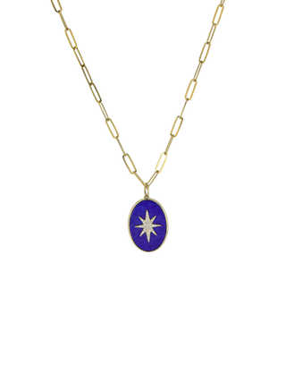 Rachel Reinhardt Blue Lapis Pendant Necklace with Pave Star 14k Gold Filled and Cubic Zirconia | LE FIGUE NEW YORK