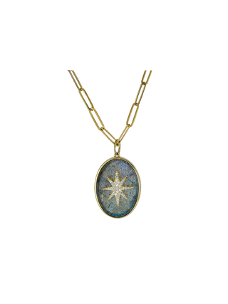 Rachel Reinhardt Labradorite Pave Star Pendant Necklace 14K Gold Vermeil and Gold Filled with Cubic Zirconia | LE FIGUE NEW YORK