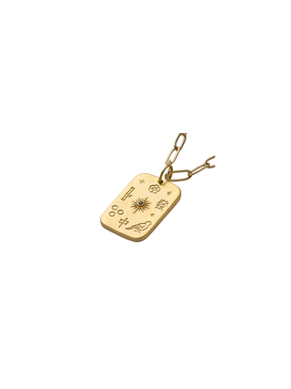 Rachel Reinhardt Mahjong Talisman Necklace Brushed Gold Pendant with Black Zirconia | LE FIGUE NEW YORK