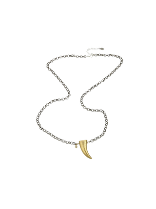 Rachel Reinhardt Horn Star Pendant Necklace Brushed Gold Horn Cubic Zirconia Star Oxidized Rolo Chain | LE FIGUE NEW YORK