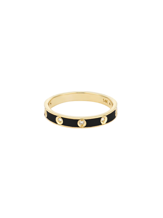 Miliemoon Black Epoxy Lab Diamond Celestial Gold 14K Solid Gold Diamond Ring | LE FIGUE NEW YORK