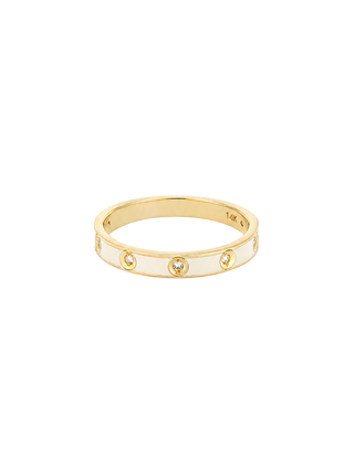Miliemoon Ivory Epoxy Lab Diamond Celestial Gold 14K Solid Gold Diamond Ring | LE FIGUE NEW YORK