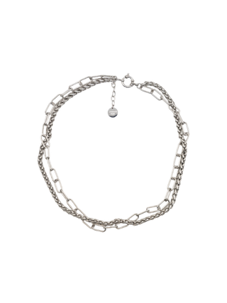 JAMAIS NUE Mixed Chain Necklace Handcrafted Stainless Steel with Contrasting Twisted and Oversized Links | LE FIGUE NEW YORK