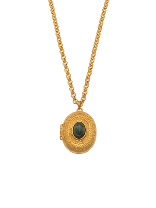 Jade Gold Locket Necklace