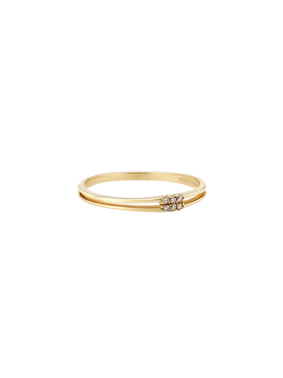 Double Lines Diamond Gold Ring
