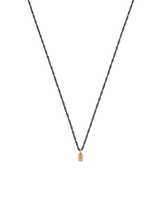 Double Line Diamond Point Black Gold Necklace