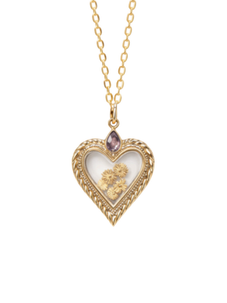 Love & Flowers Pink Tourmaline Heart Necklace