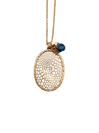 Gold Coral and Cyanite Necklace