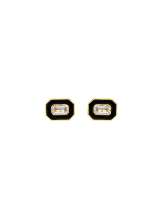 Black Octagon Stud Earrings