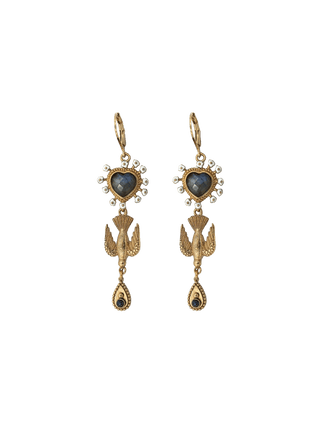 Sacha ex voto heart bird earrings