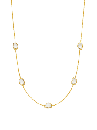 White Quartz Station Chain Necklace