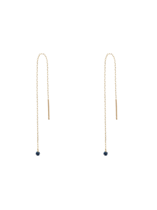 Slim Chain Blue Diamond Drop Earrings