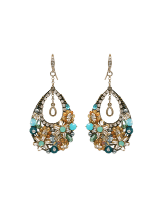 Azure Crystal Blossom Earrings