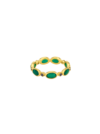 Iolite Point Green Onyx Ring
