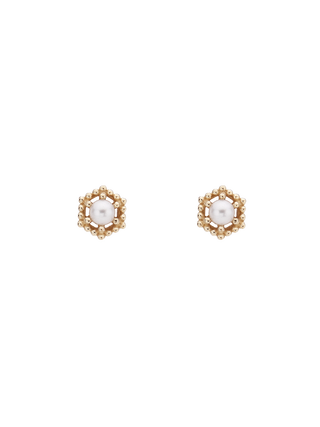 Hexa Frame Sea Pearl Studs