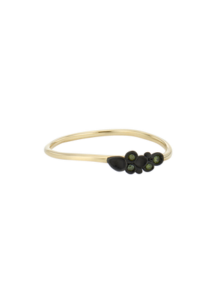 Green Diamond Leaf Ring