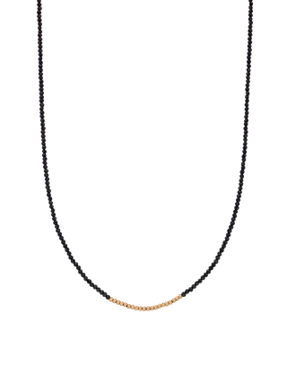 Black Spinel Line Ball Necklace