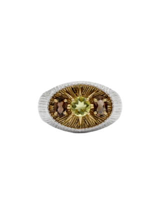 PERIDOT & SMOKY QUARTZ ARLA RING