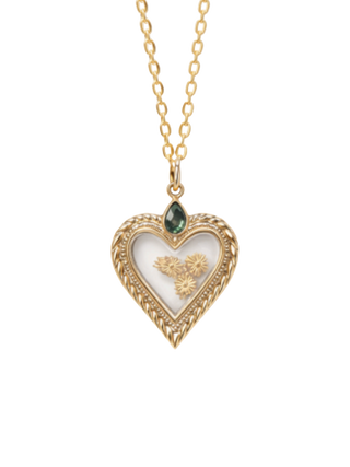 Love & Flowers Green Tourmaline Heart Necklace