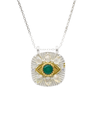 Ayin Green Onyx & Moonstone Necklace