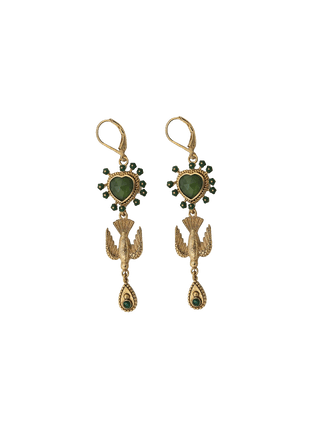 Sacha ex voto heart bird earrings