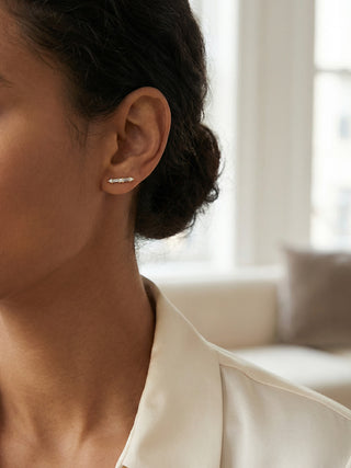 Crystal Mono Bar Stud Earrings