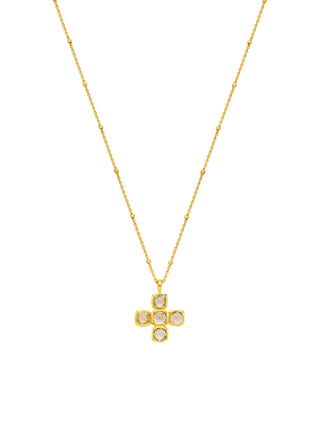White Quartz Clover Pendant Necklace