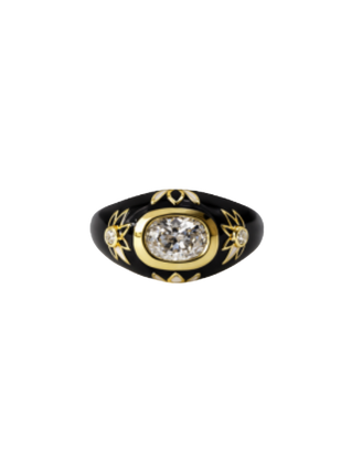 BLACK ENAMEL CLEYA RING