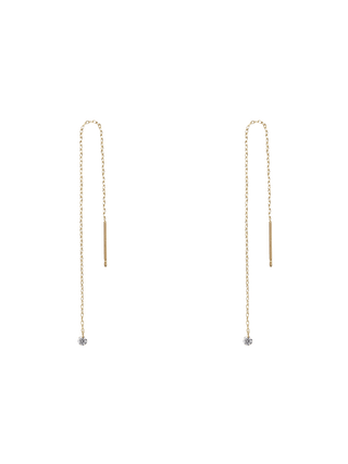 Slim Chain White Diamond Drop Earrings