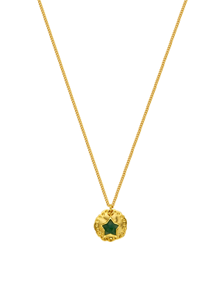 Green Onyx Star Coin Pendant Necklace